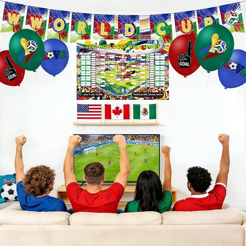 ملصق جدول كأس العالم لكرة القدم 2026 مقاس 38 بوصة × 58 بوصة، لافتة كرة قدم لكرة القدم، ديكور حائط معلق ليوم الألعاب الرياضية، لوازم حفلات النادي الرياضي، ديكور حائط معلق ليوم الألعاب الرياضية لمحبي كرة القدم، مجموعة ديكورات الحفلات in Kuwait