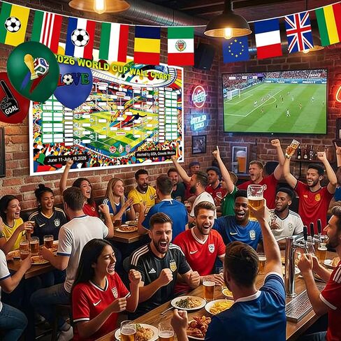ملصق جدول كأس العالم لكرة القدم 2026 مقاس 38 بوصة × 58 بوصة، لافتة كرة قدم لكرة القدم، ديكور حائط معلق ليوم الألعاب الرياضية، لوازم حفلات النادي الرياضي، ديكور حائط معلق ليوم الألعاب الرياضية لمحبي كرة القدم، مجموعة ديكورات الحفلات in Kuwait