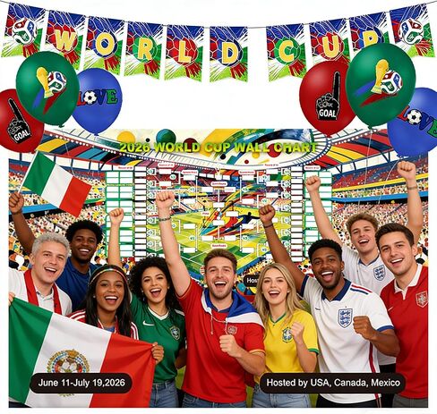 ملصق جدول كأس العالم لكرة القدم 2026 مقاس 38 بوصة × 58 بوصة، لافتة كرة قدم لكرة القدم، ديكور حائط معلق ليوم الألعاب الرياضية، لوازم حفلات النادي الرياضي، ديكور حائط معلق ليوم الألعاب الرياضية لمحبي كرة القدم، مجموعة ديكورات الحفلات in Kuwait