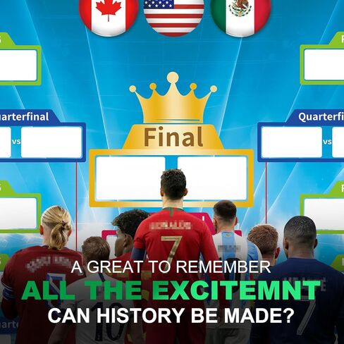 ملصق جدول كأس العالم 2026 من بروثينز | المباريات تركيبات مزدوجة من جانب كأس العالم 2026 الجدار الرسم البياني الديكور لعشاق كرة القدم | ديكورات حفلات يوم اللعبة قابلة لإعادة الاستخدام وملصق دعامة وظيفية in Kuwait