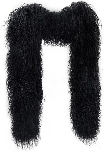 Luxury Mongolian Lamb Fur Scarf, Curly Wool Winter Collar, Long Plush Wrap in Saudi Arabia