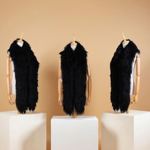 Luxury Mongolian Lamb Fur Scarf, Curly Wool Winter Collar, Long Plush Wrap in Saudi Arabia