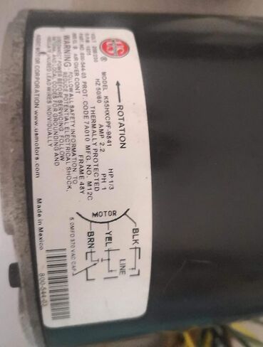 Us Motors Condenser Fan, 1/3 / 1/6 Hp, 1-Phase, 825 Rpm Motor, 5464 in Kuwait