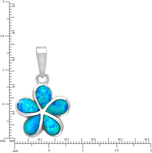Honolulu Jewelry Company Sterling Silver Plumeria Flower Necklace Pendant with Simulated Blue Opal in Saudi Arabia