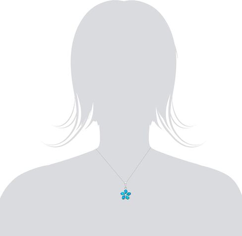 Honolulu Jewelry Company Sterling Silver Plumeria Flower Necklace Pendant with Simulated Blue Opal in Saudi Arabia