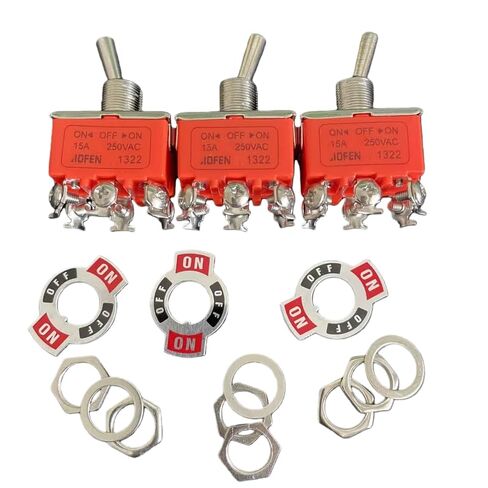 3 قطع 6-Pin 3-Position مفتاح تبديل شديد التحمل DPDT 15A 250V AC ON-Off-ON Switch للتحكم في المحركات والدوائر الكهربائية in Kuwait