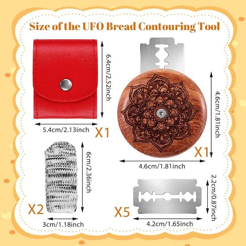 Tucnoeu Bread Lame Sourdough Scoring Tool Set, Wooden Bread Lame with Razor Blades, Leather Storage Cover, Ideal for Artisan Breads Bakers in Kuwait