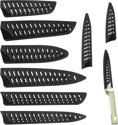 8 Pcs Universal Knife Guards Set,Knife Covers Or Sleeves,Knife Cover,Kitchen Knife Sheath,Kitchen Knife Sheath For Paring Utility Santoku Nakiri Cleaver Bread Carving Chef Knifes Black in Kuwait