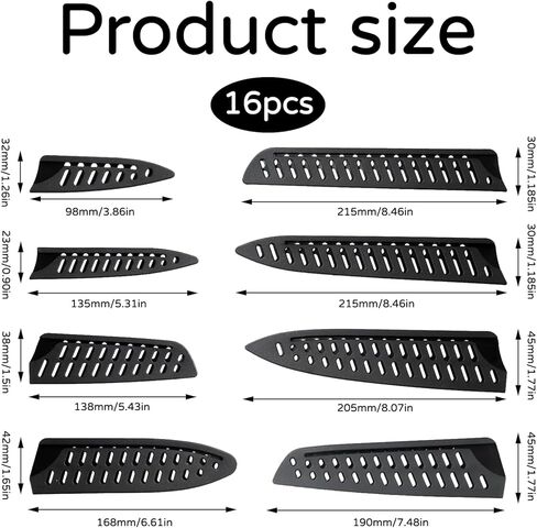 8 Pcs Universal Knife Guards Set,Knife Covers Or Sleeves,Knife Cover,Kitchen Knife Sheath,Kitchen Knife Sheath For Paring Utility Santoku Nakiri Cleaver Bread Carving Chef Knifes Black in Kuwait