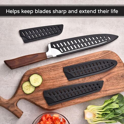 8 Pcs Universal Knife Guards Set,Knife Covers Or Sleeves,Knife Cover,Kitchen Knife Sheath,Kitchen Knife Sheath For Paring Utility Santoku Nakiri Cleaver Bread Carving Chef Knifes Black in Kuwait