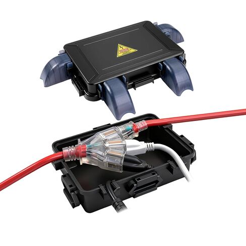 Small Outdoor Electrical Box (inner7.3 * 5.1 * 1.6) with Clear Waterproof Shield,Waterproof Extension Cord Cover,Weatherproof Connection Box with 4 Cable Entry for Plug,Connector (1PCS,Black) in Kuwait