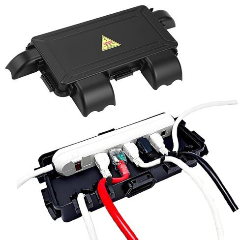 Small Outdoor Electrical Box (inner7.3 * 5.1 * 1.6) with Clear Waterproof Shield,Waterproof Extension Cord Cover,Weatherproof Connection Box with 4 Cable Entry for Plug,Connector (1PCS,Black) in Kuwait