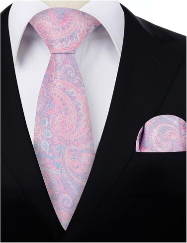 Alizeal Mens 2pcs Paisley 3.15'' Tie Set with Hanky Casual Floral Necktie Set in Saudi Arabia