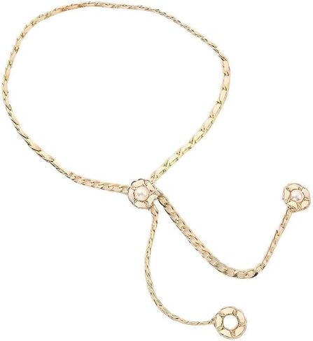 Leather Metal Chain Belt for Women Fashion Flower Waist Chain Belt Plus Size Gold Waist Chain Link Belts for Dress Jean Pants in Saudi Arabia