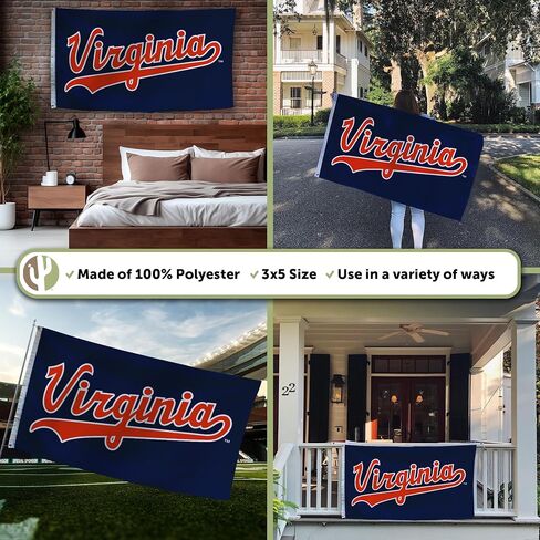علم جامعة فرجينيا صبار الصحراء - لافتة كافالييرز UVA Wahoos مقاس 3 × 5 أقدام، عرض قماشي متين للاستخدام الداخلي/الخارجي (النمط D1) in Kuwait