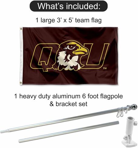 Quincy Hawks Flag with Pole and Bracket Holder University Set in Kuwait