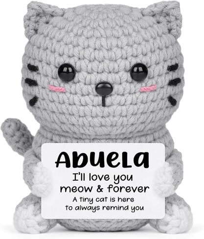 AceThrills Mimi Gifts, Birthday Gifts for Mimi from Granddaughter Grandson, Grandma Birthday Handmade Emotional Positive Mini Crochet Cat in Kuwait