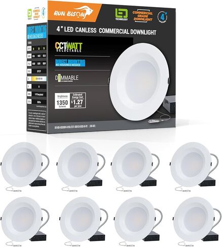 إضاءة LED غائرة 6 بوصة 120-277 فولت مع J-Box، القوة الكهربائية القابلة للتعديل 12/16/20 وات، 3 ألوان قابلة للاختيار 3000 كلفن-5000 كلفن، 0-10 فولت قابلة للتعتيم، تصنيف IC، إضاءة سفلية LED بدون غطاء، مدرج في قائمة UL -8 PK in Saudi Arabia