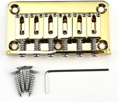 10.5mm 6 String Fixed Bridge Zinc Alloy Saddle Steel Baseplate Electric Guitar Hardtail Bridge Compatible with Fender Telecaster Tele Strat ST Electric Guitar Replacement Parts（Gold） in Kuwait