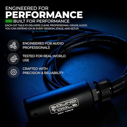 SoundTools CAT Tails TRS - محول 4 قنوات ذكر 1/4 بوصة إلى RJ45 - صوت تناظري عبر CAT5e/6/7 - موصلات نيوتريك - كابل درجة موغامي AES3 - غطاء ألومنيوم متين للمسرح والاستوديو والصوت الحي in Kuwait