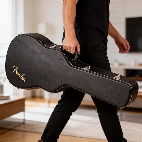 Fender Flat-Top Dreadnought Acoustic Guitar Hardshell Case with Plush Interior and Carry Handle in Kuwait