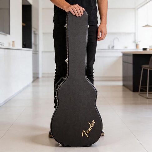Fender Flat-Top Dreadnought Acoustic Guitar Hardshell Case with Plush Interior and Carry Handle in Kuwait