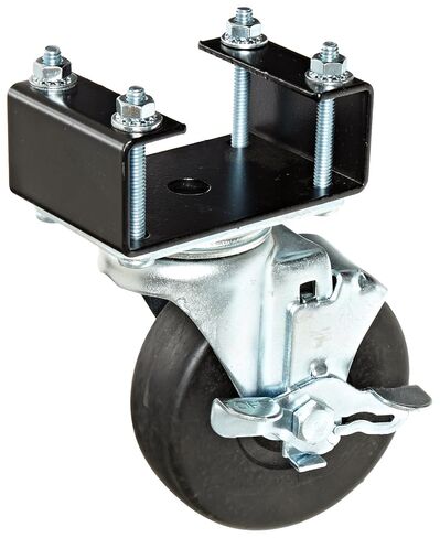 BUD Industries RC-7761-PR عجلة دوارة بمحمل كروي مطاطي مع فرامل قفل 5.13 بوصة ارتفاع × 4 بوصة عمق، أسود in Kuwait