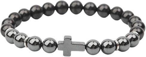 سوار من حجر الشونجايت من كاريليا هيريتيج مطرز بالهيماتيت الأسود للرجال | حاجز حماية من الكريستال الطبيعي للتأمل والطاقة BO136L in Saudi Arabia
