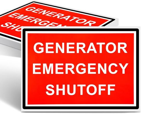 10 Pack Generator Emergency Shut-off Label Bulk - 5" x 3.5" Vinyl Generator Emergency Decal for Machinery Electrical, Waterproof & UV Resistant in Saudi Arabia