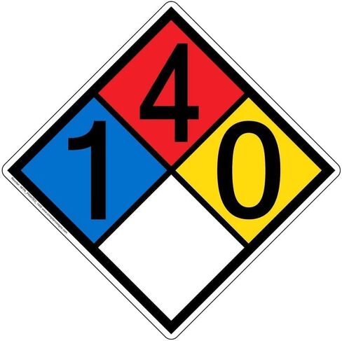 لوحة ألماسية مقاس 12 بوصة NFPA 704، علامة NFPA من معدن الألومنيوم 1-4-0-0 مع فتحات تثبيت للصحة، وتحديد مخاطر الحريق، صُنعت في الولايات المتحدة الأمريكية بواسطة ComplianceSigns in Kuwait