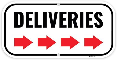 1PC Deliveries Sign Right Arrow, 12 x 6 Inches - Aluminum - Package Delivery Signs For Packages - Deliveries This Way Sign For Home Drivers in Kuwait