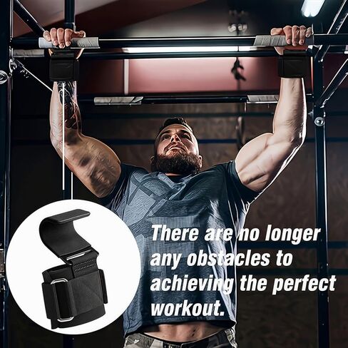 1 Pair Heavy Duty Weight Lifting Hooks with Wrist Straps - Premium Deadlift Grips for Weightlifting, Powerlifting & Bodybuilding (Black) in Kuwait