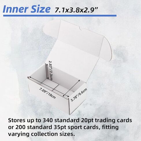 EXYGLO Trading Card Storage Box 25 Pack 340 Count 20pt with Dividers, 7.1x3.8x2.9 Inch Full White Cardboard Card Boxes for TCG/MTG/Sport Cards, Fit 3.6x2.6 Sleeves Shipping or Storing in Kuwait
