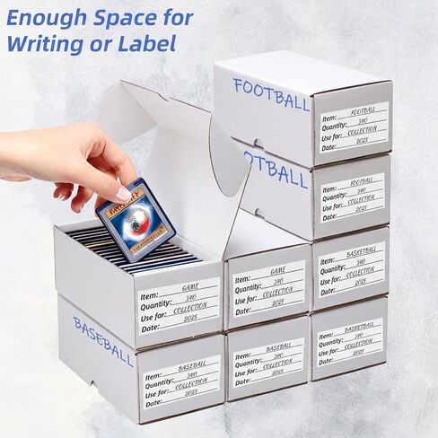 EXYGLO Trading Card Storage Box 25 Pack 340 Count 20pt with Dividers, 7.1x3.8x2.9 Inch Full White Cardboard Card Boxes for TCG/MTG/Sport Cards, Fit 3.6x2.6 Sleeves Shipping or Storing in Kuwait