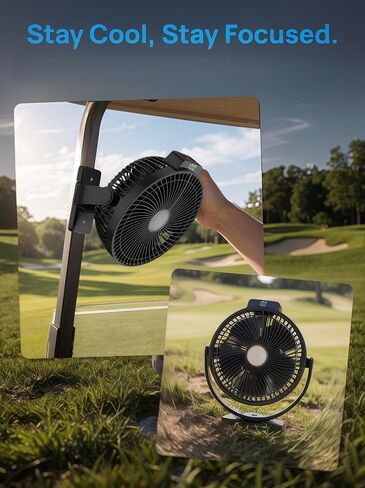 8-inch Magnetic Golf Cart Fan with Heavy-Duty Strap, 12000mAH Battery Operated Fan with Dual-Magnet, Bright Lighting, Compatible with EZGO Club Car Yamaha, Golf Cart Accessories, Golf Gift 2026 in Kuwait