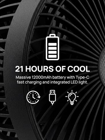 8-inch Magnetic Golf Cart Fan with Heavy-Duty Strap, 12000mAH Battery Operated Fan with Dual-Magnet, Bright Lighting, Compatible with EZGO Club Car Yamaha, Golf Cart Accessories, Golf Gift 2026 in Kuwait