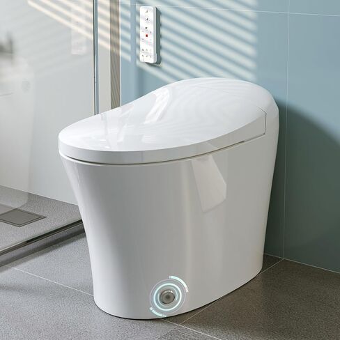 HOROW Smart Toilet with Heated Bidet, Modern Bidet Toilet With Instant Warm Water, Pre-Wet, Tankless Toilet with Dual Flush System 1/1.27 GPF, White Bidet Toilet (HR-T16SD) in Kuwait