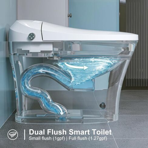 HOROW Smart Toilet with Heated Bidet, Modern Bidet Toilet With Instant Warm Water, Pre-Wet, Tankless Toilet with Dual Flush System 1/1.27 GPF, White Bidet Toilet (HR-T16SD) in Kuwait