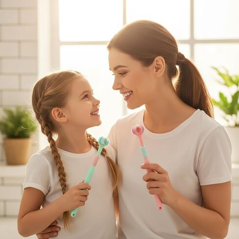 4 Pcs 3 Sided Toothbrush, Soft Bristle Toothbrush for Comprehensive Care of Teeth and Gums, Oral Care for Adults and Youth (Blue, Green, Pink, Purple) in Kuwait