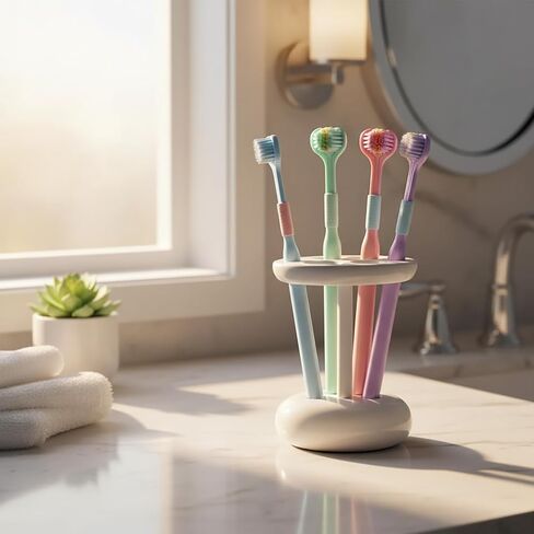 4 Pcs 3 Sided Toothbrush, Soft Bristle Toothbrush for Comprehensive Care of Teeth and Gums, Oral Care for Adults and Youth (Blue, Green, Pink, Purple) in Kuwait