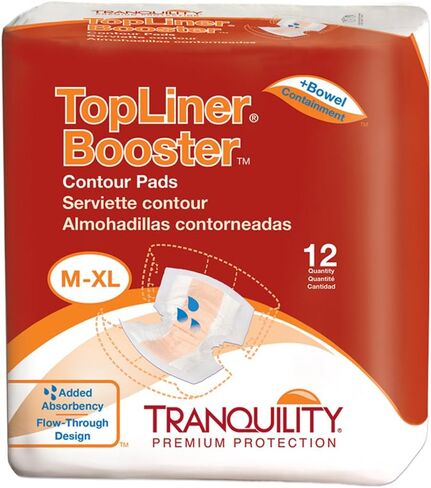 Tranquility TopLiner Disposable Absorbent Booster Contour Pads for Bowel Incontinence - Contour (21.5" x 13.5") - 240 ct in Kuwait