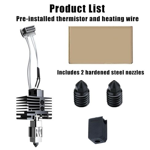 مجموعة Bamboo Lab P1P، P1S Hotend للطابعة ثلاثية الأبعاد من سلسلة P1، مجموعة كاملة من الفولاذ المقوى مع الثرمستور، سخان سيراميك، فوهة 0.4 مم، تتضمن فوهتين بديلتين من الفولاذ المقوى. in Kuwait