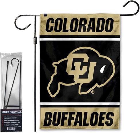 Colorado Buffaloes Garden Banner Flag with Flag Pole Stand Set in Kuwait