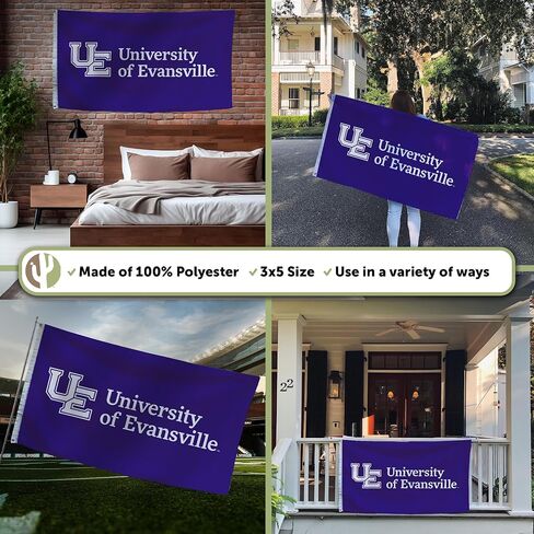 Desert Cactus University of Evansville UE Flag - 3 x 5 Feet Aces Banner, Indoor/Outdoor Durable Fabric, 100% Polyester Design (Style 1) in Kuwait