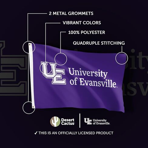 Desert Cactus University of Evansville UE Flag - 3 x 5 Feet Aces Banner, Indoor/Outdoor Durable Fabric, 100% Polyester Design (Style 1) in Kuwait