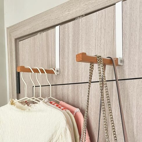 2-PS Multipurpose Over Door Hooks Foldable Wood Hanger with Nonslip Strips Space Saving Drying Rack for Bedroom Bathroom Over The Door Hooks Hanger (White) in Kuwait