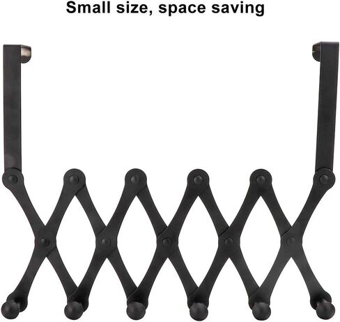 Stainless Steel Telescopic Folding Door Hooks Over the Door Hanger Rack for Living Room Bedroom (6 Hooks Black [no Need to Punch Holes]) in Saudi Arabia