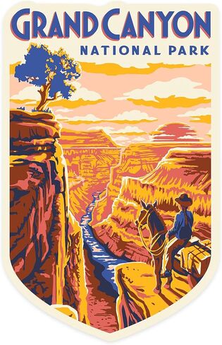 Lantern Press Sticker Grand Canyon National Park, Arizona, Explorer Series, Grand Canyon, Die Cut Vinyl, (Waterproof Decal for Cars, Water Bottles, Laptops, Coolers), Small in Saudi Arabia