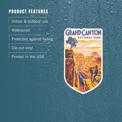 Lantern Press Sticker Grand Canyon National Park, Arizona, Explorer Series, Grand Canyon, Die Cut Vinyl, (Waterproof Decal for Cars, Water Bottles, Laptops, Coolers), Small in Saudi Arabia