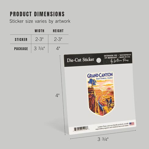 Lantern Press Sticker Grand Canyon National Park, Arizona, Explorer Series, Grand Canyon, Die Cut Vinyl, (Waterproof Decal for Cars, Water Bottles, Laptops, Coolers), Small in Saudi Arabia